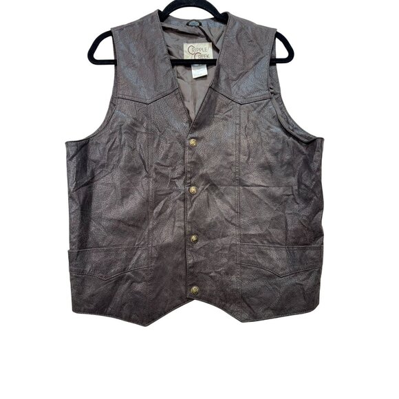 Cripple Creek Mens Genuine Leather Vest Medium Dark Brown - Picture 1 of 9